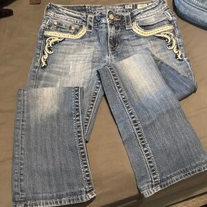 Miss Me Blue Boot Cut Jeans with Embellishments